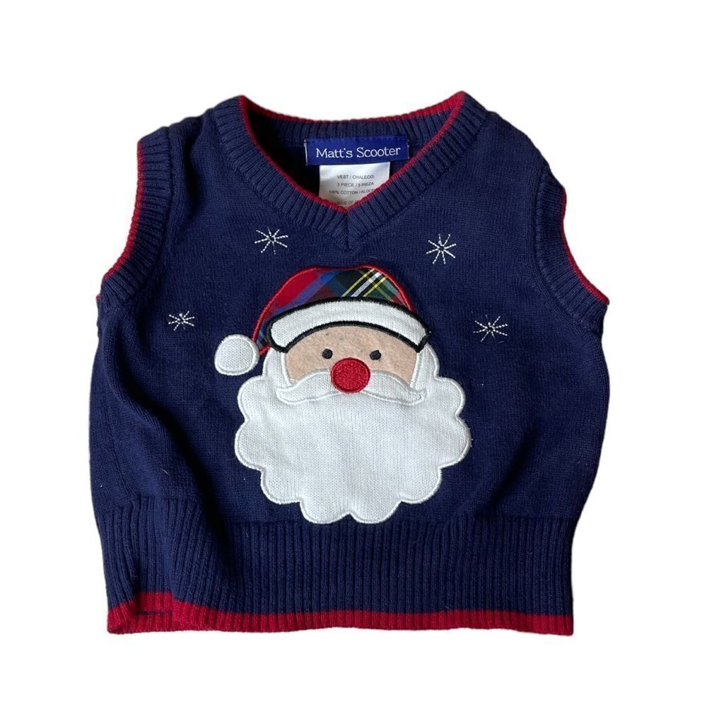 5 for $25🔥Matt’s‎ Scooter Baby Santa Sweater Vest 0-3 Months